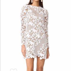 Self-Portrait 3D Floral Mini Dress, White, Size 4
